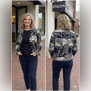 Chico's Black and Cream Paisley Blazer